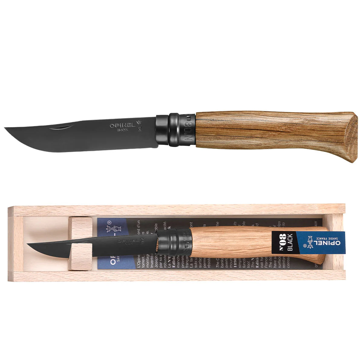 No. 08  Acero Inoxidable Anodizado Roble Negro + Caja de Madera de Regalo